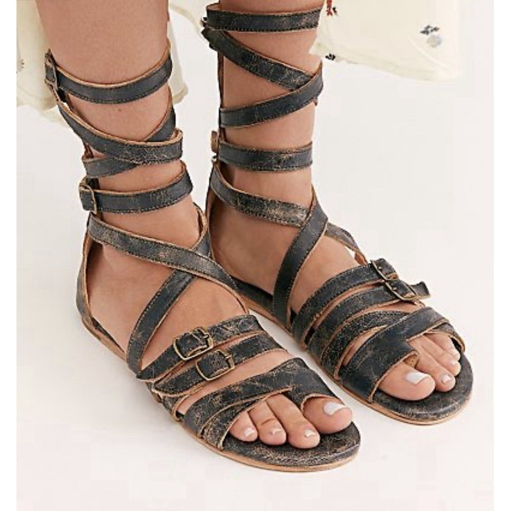 BED I STU  Seneca Gladiator Sandal Women size 10 flat Tan Leather Rustic